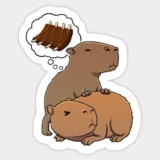 Capybara hungry for Barbecue Ribs Sticker